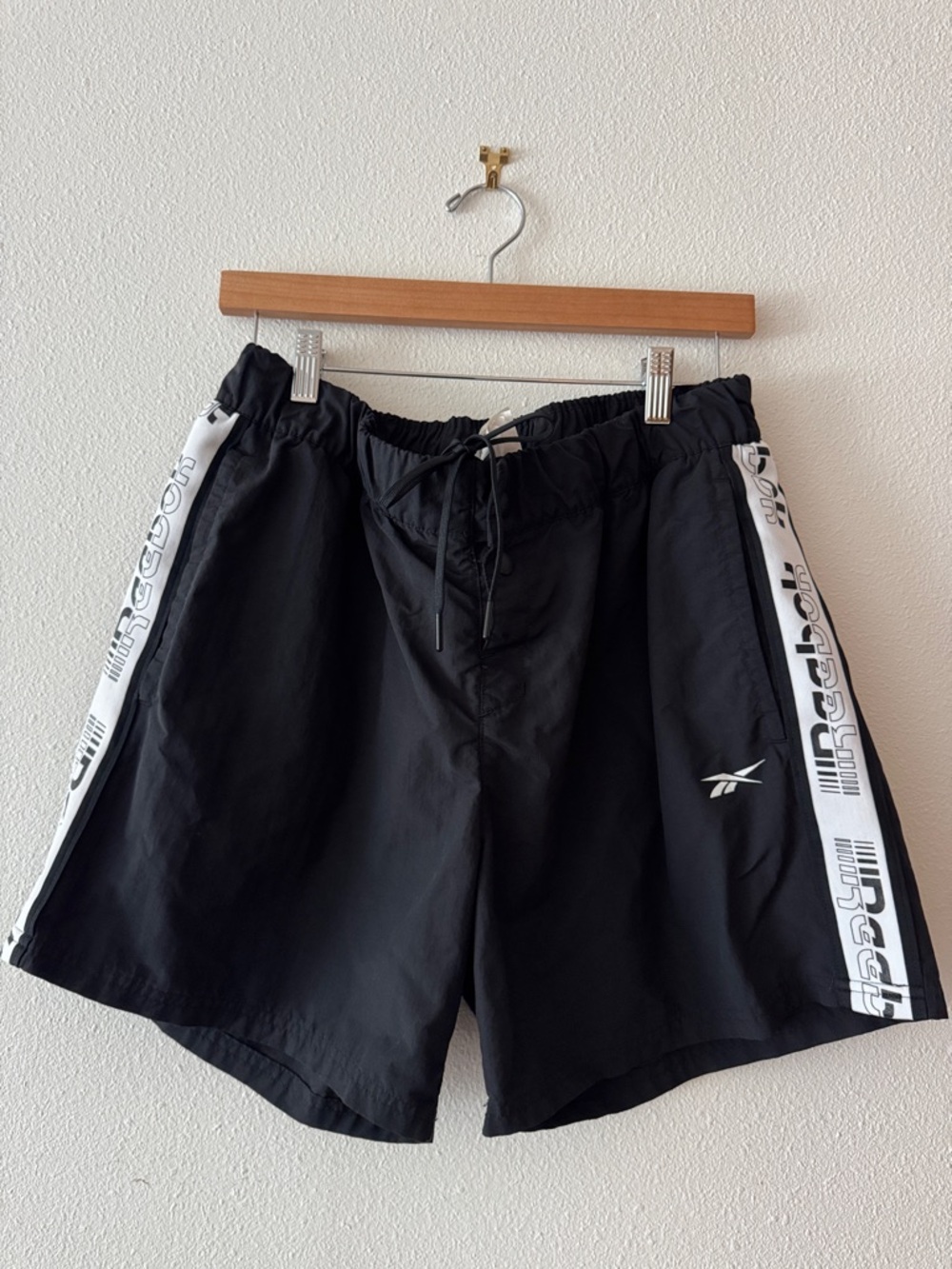 Vintage Reebok Black and White Athletic Shorts Size L